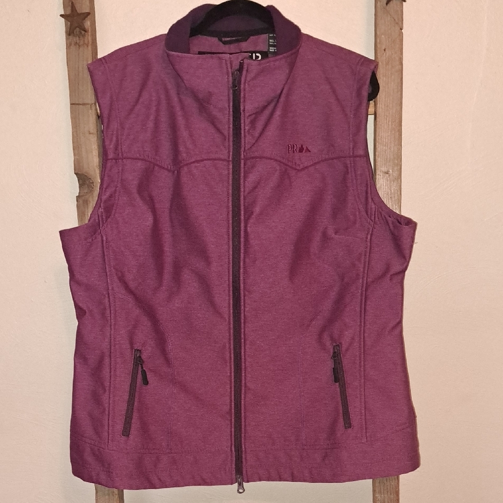 Purple Sleeveless Vest with Stand-Up Collar and Zipper Closure